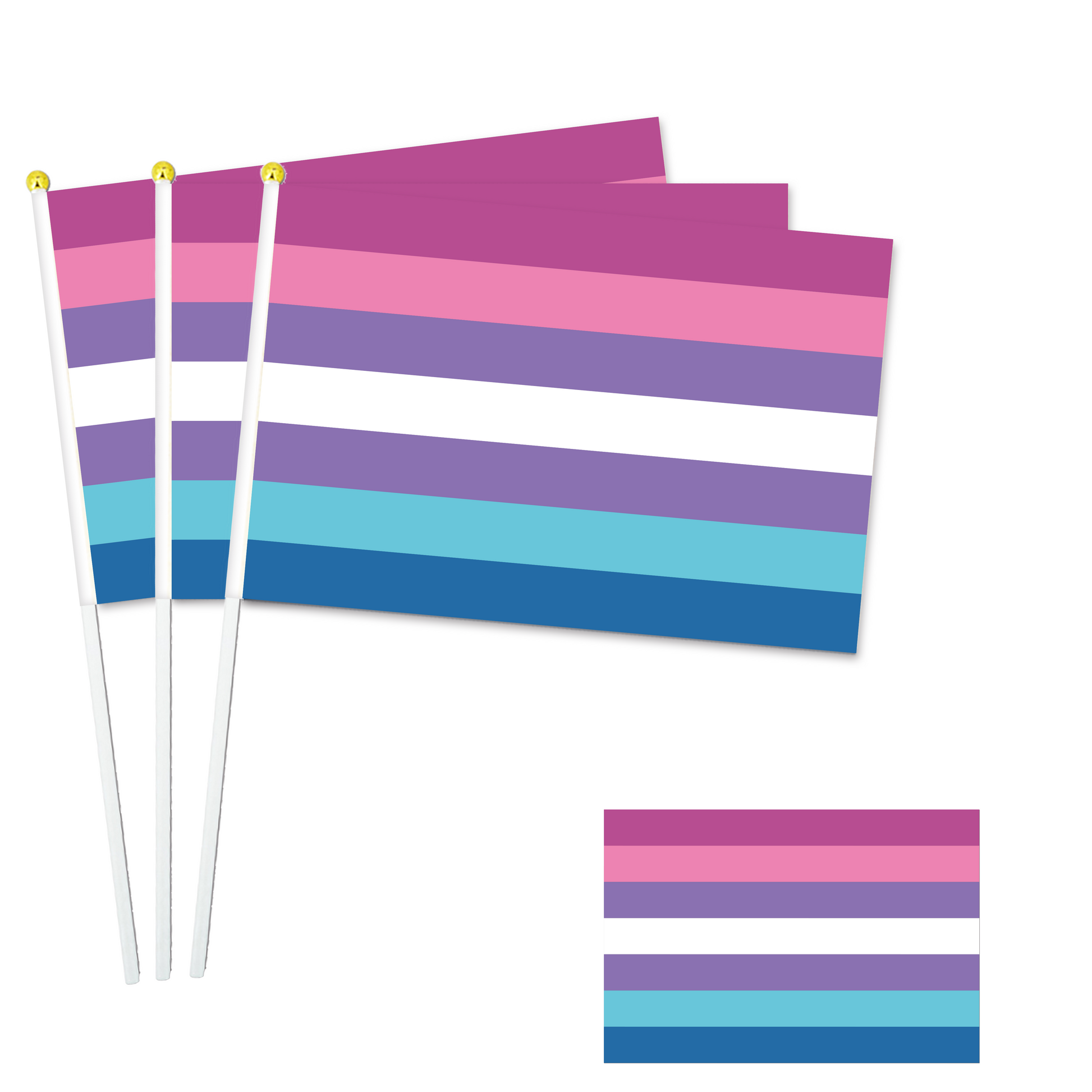 LGBTQ+ Collection - 8"x11" Stick Flag - 10 Packs-Bigender-Flag Menu-Custom flag&banner