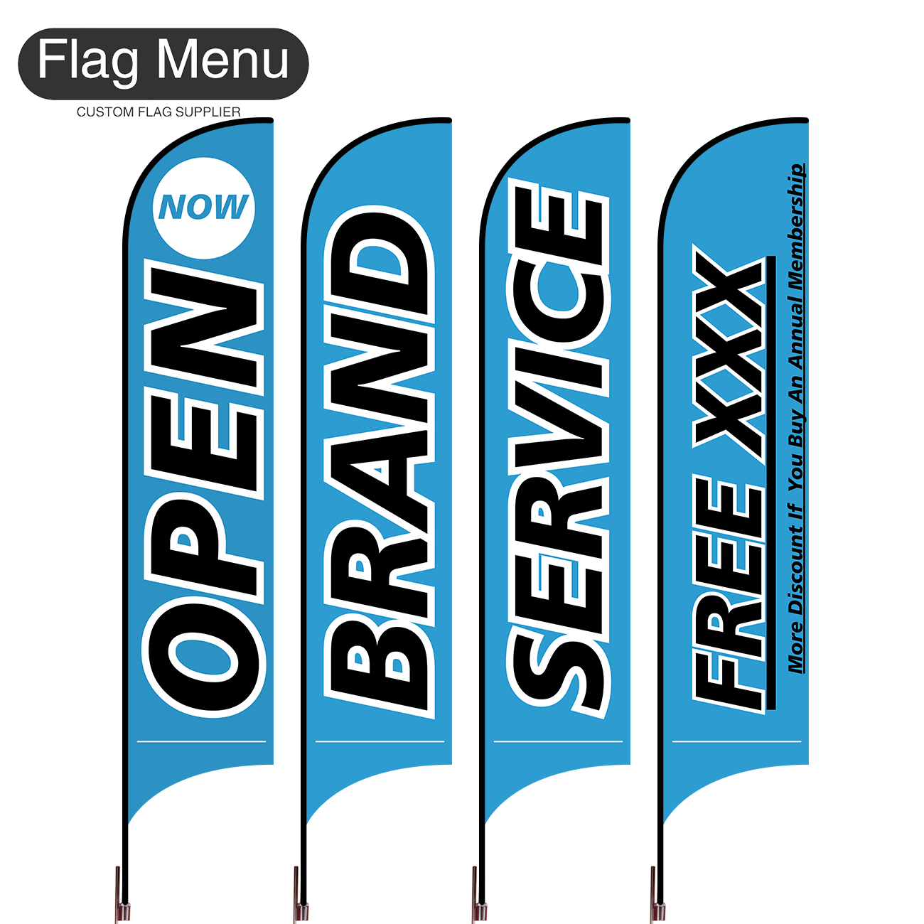 Outdoor Advertising Set - A-Blue A-S-Cross & Water Bag-Flag Menu