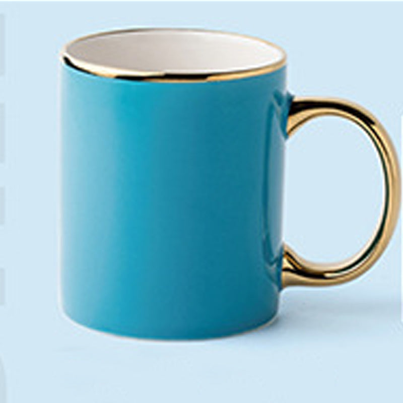 11.8oz Custom Gold Stamping Logo Cup/Mug - Souvenir/Business Advertising-Blue-Decorating Firing-100 Pcs-FlagMenu.com