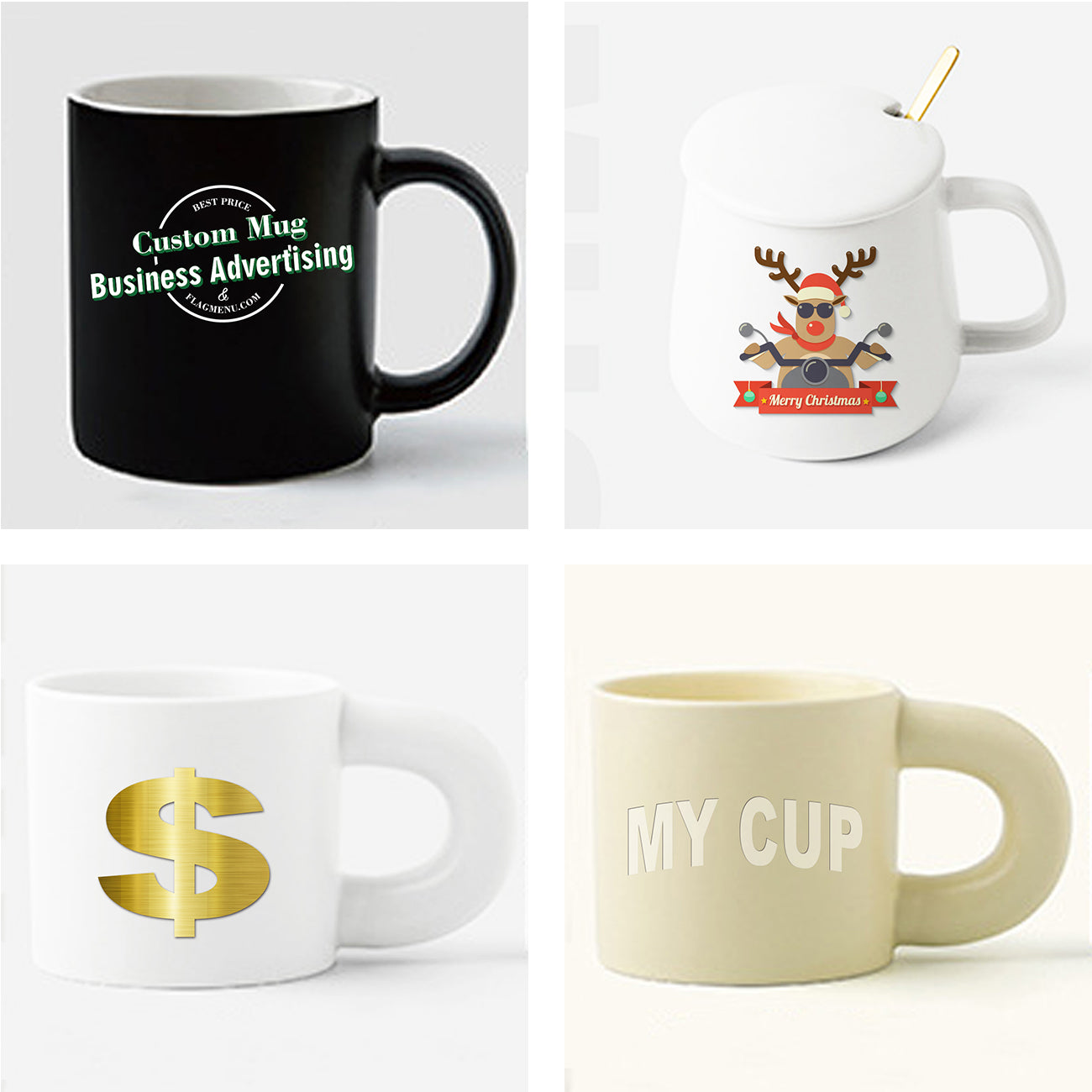2 pcs - 11.2oz Customized Big Fat Cup/Mug - Holiday Gift-Flag Menu
