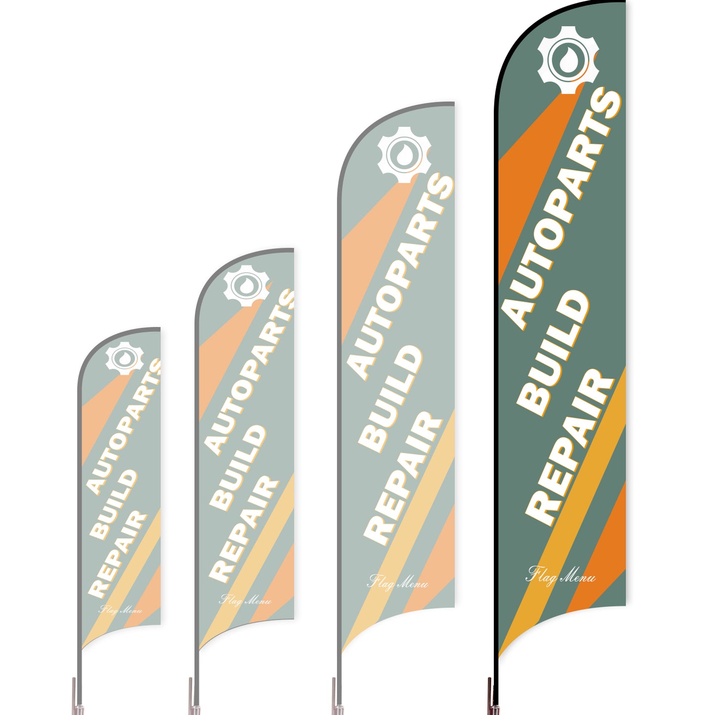 Sharkfin Flag - Doule Sided - Car Service-XL-Green A-Flag Menu