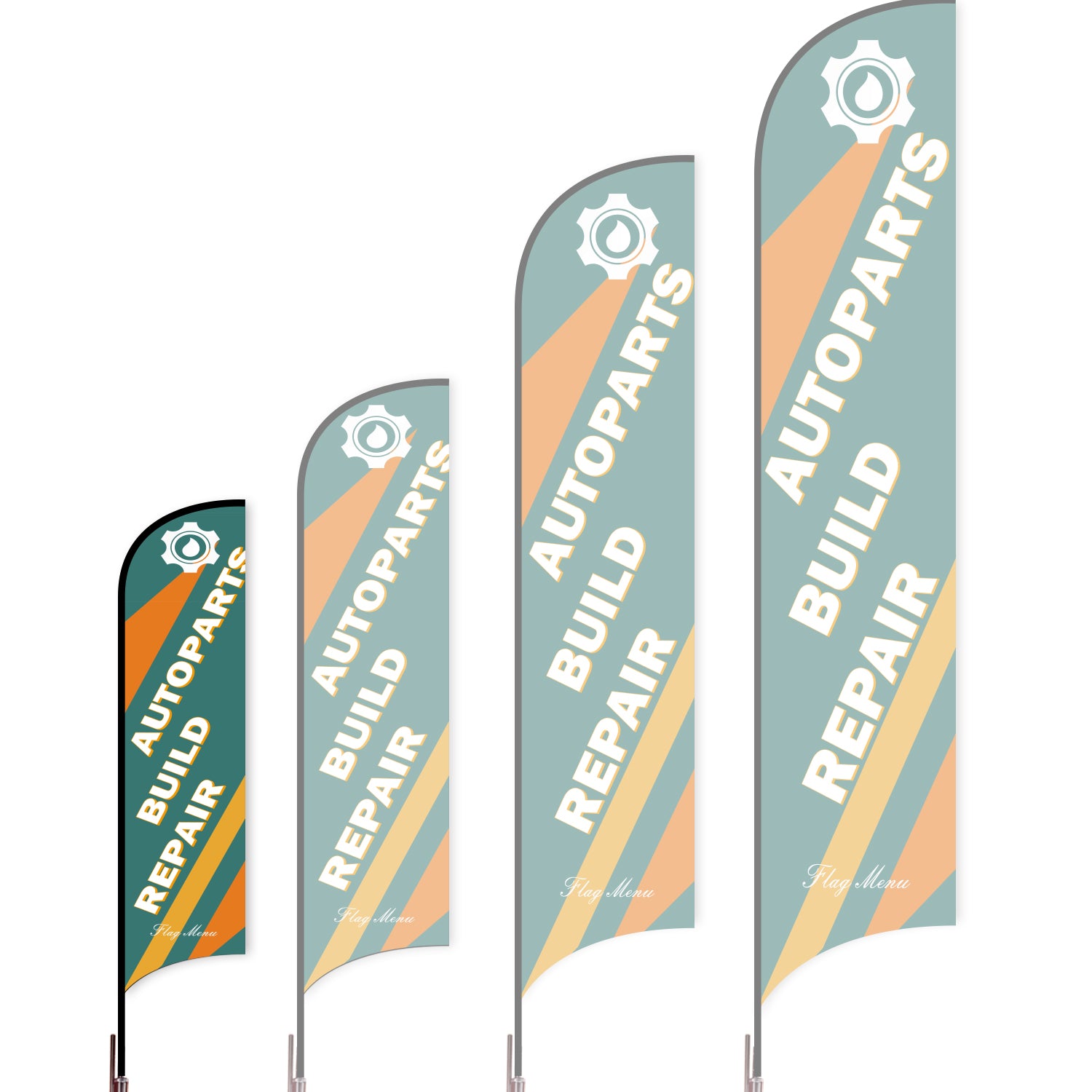 Sharkfin Flag - Doule Sided - Car Service-S-Green B-Flag Menu