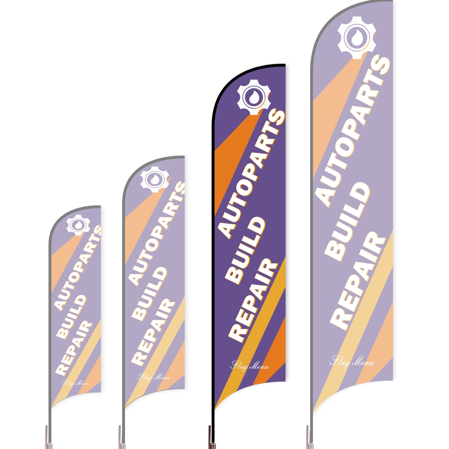 Sharkfin Flag - Doule Sided - Car Service-L(Suggestion)-Purple-Flag Menu