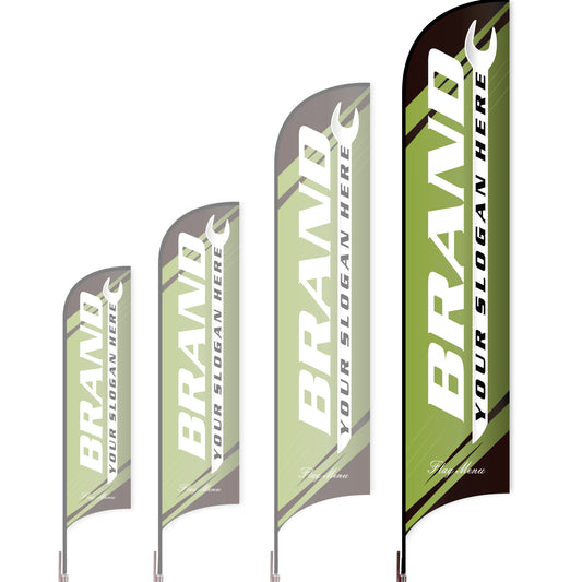 Sharkfin Flag - Doule Sided - Car Service-XL-Green-Flag Menu