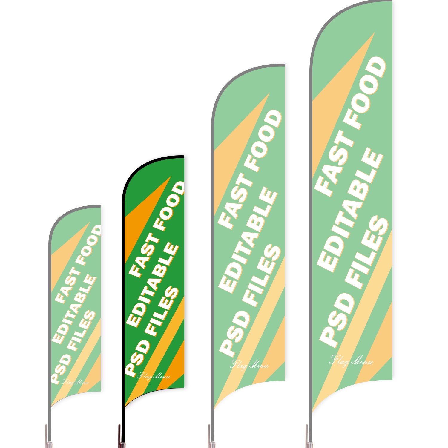 Sharkfin Flag - Doule Sided - Fastfood-M-Green B-Flag Menu