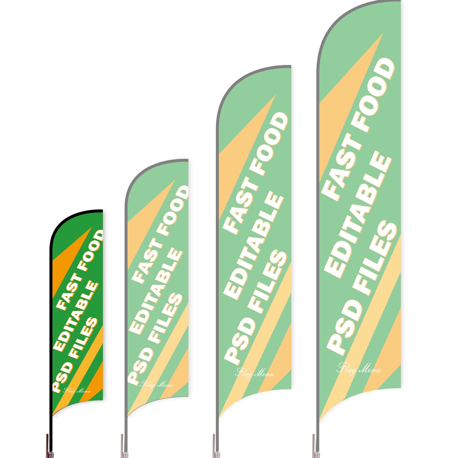 Sharkfin Flag - Doule Sided - Fastfood-S-Green B-Flag Menu