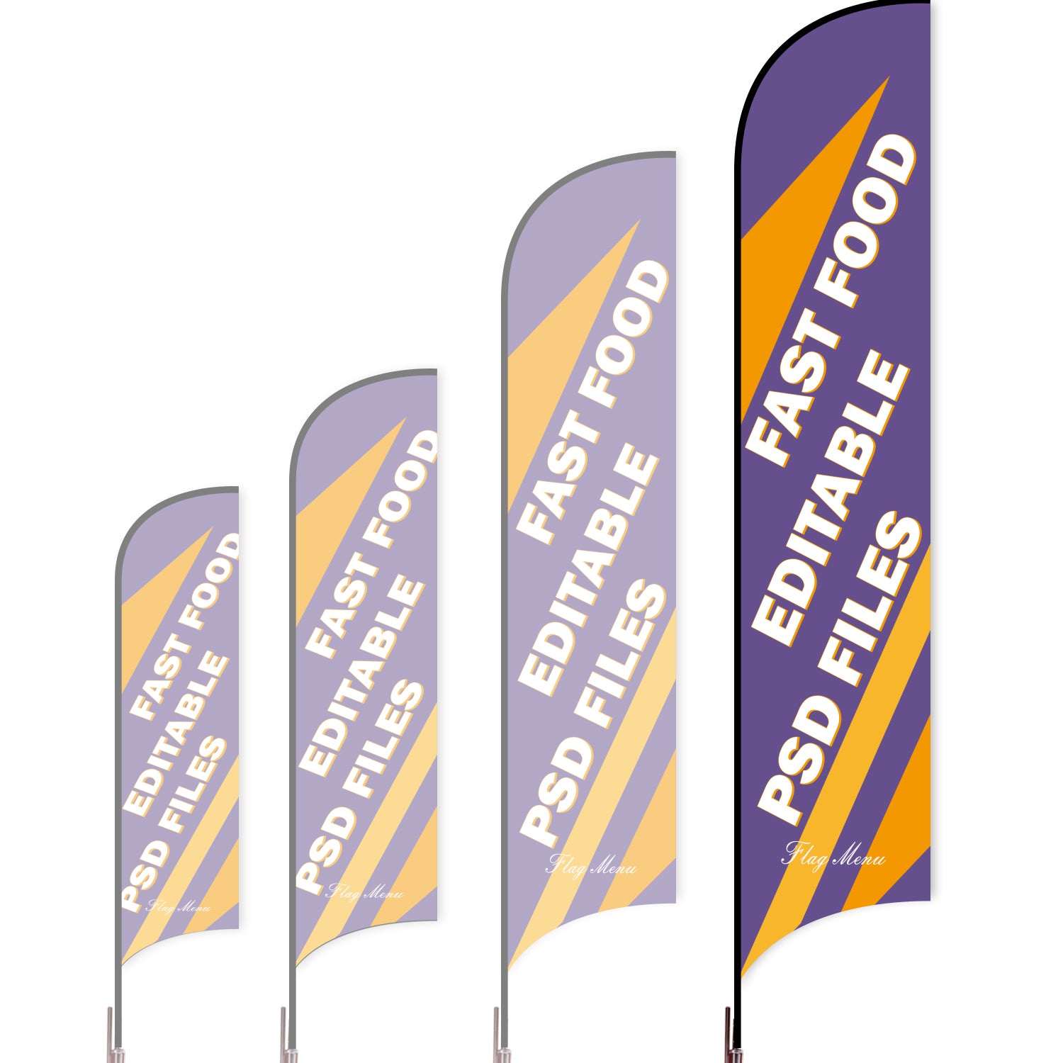 Sharkfin Flag - Doule Sided - Fastfood-XL-Purple-Flag Menu