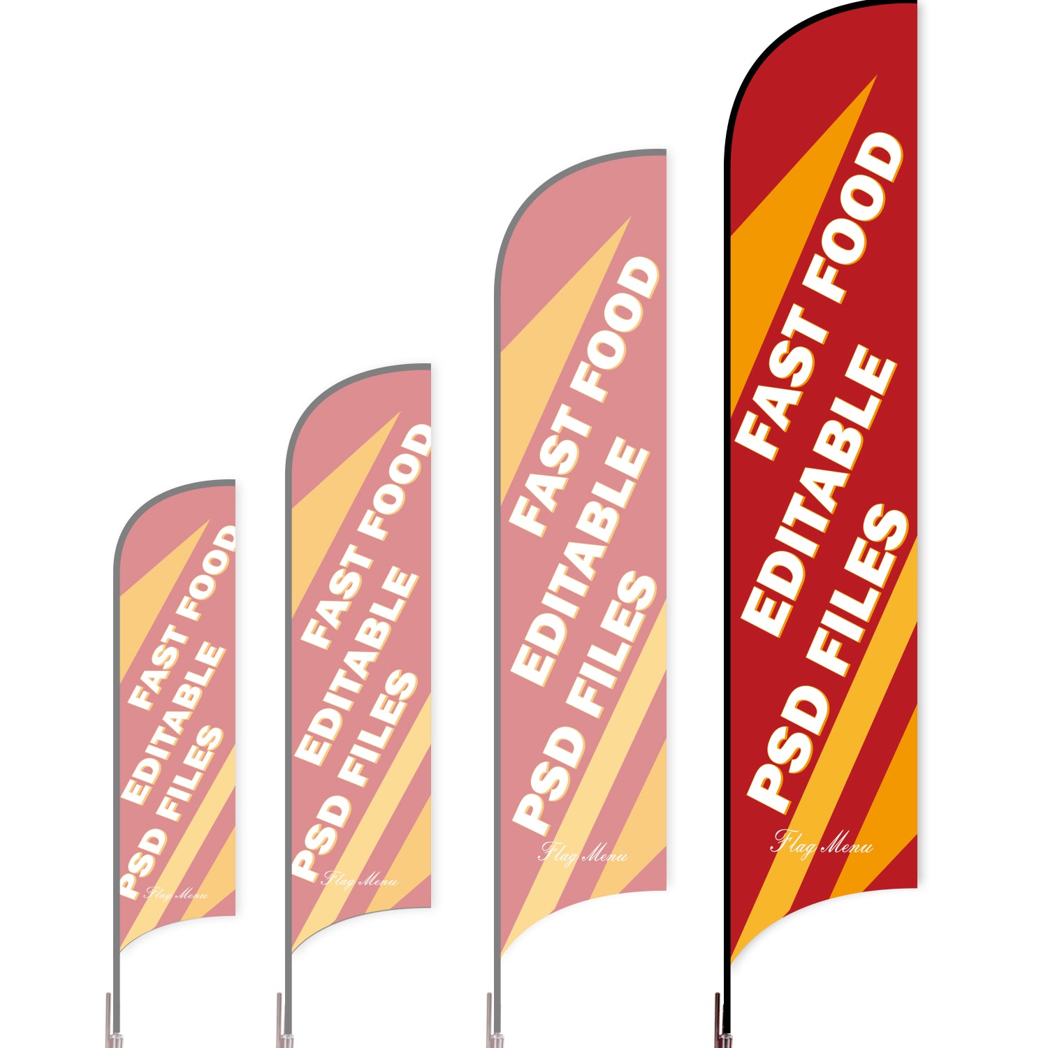 Sharkfin Flag - Doule Sided - Fastfood-XL-Red A-Flag Menu