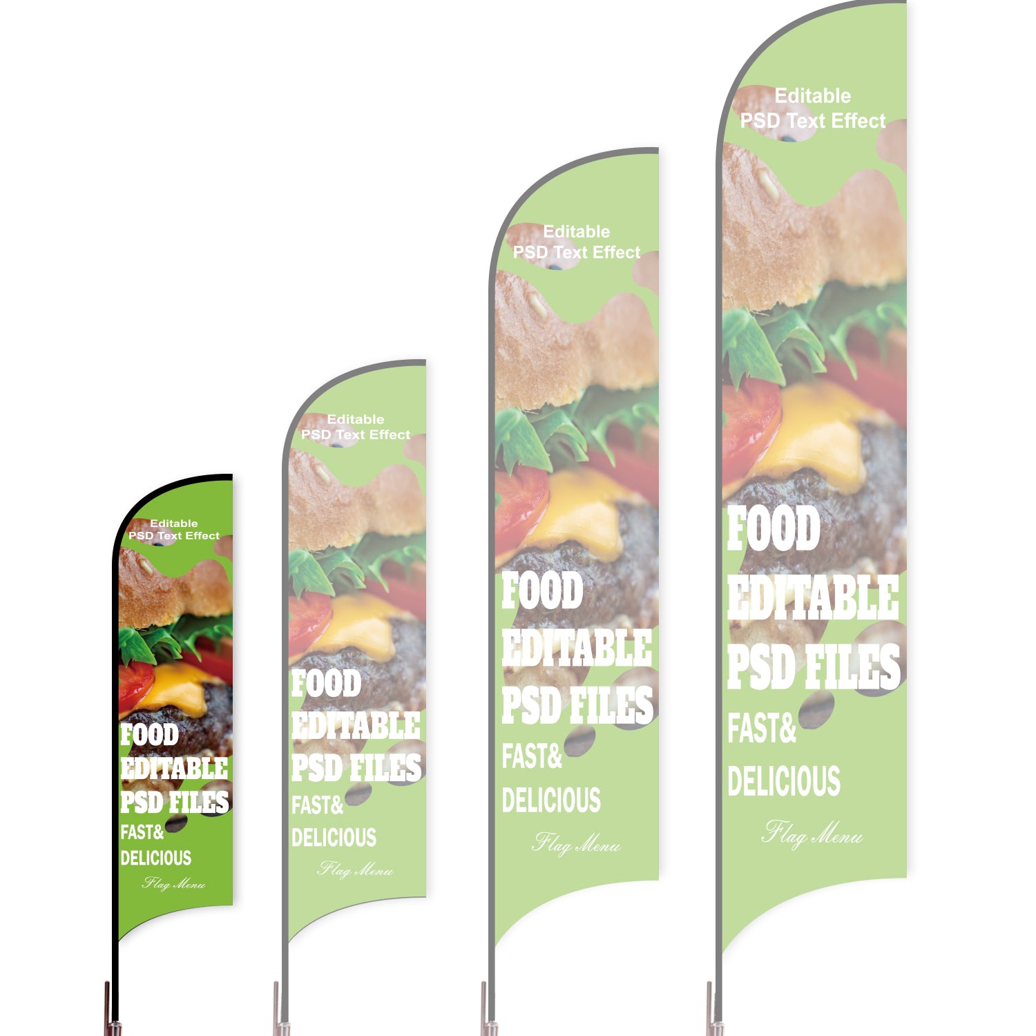 Sharkfin Flag - Doule Sided - Fastfood-S-Green A-Flag Menu