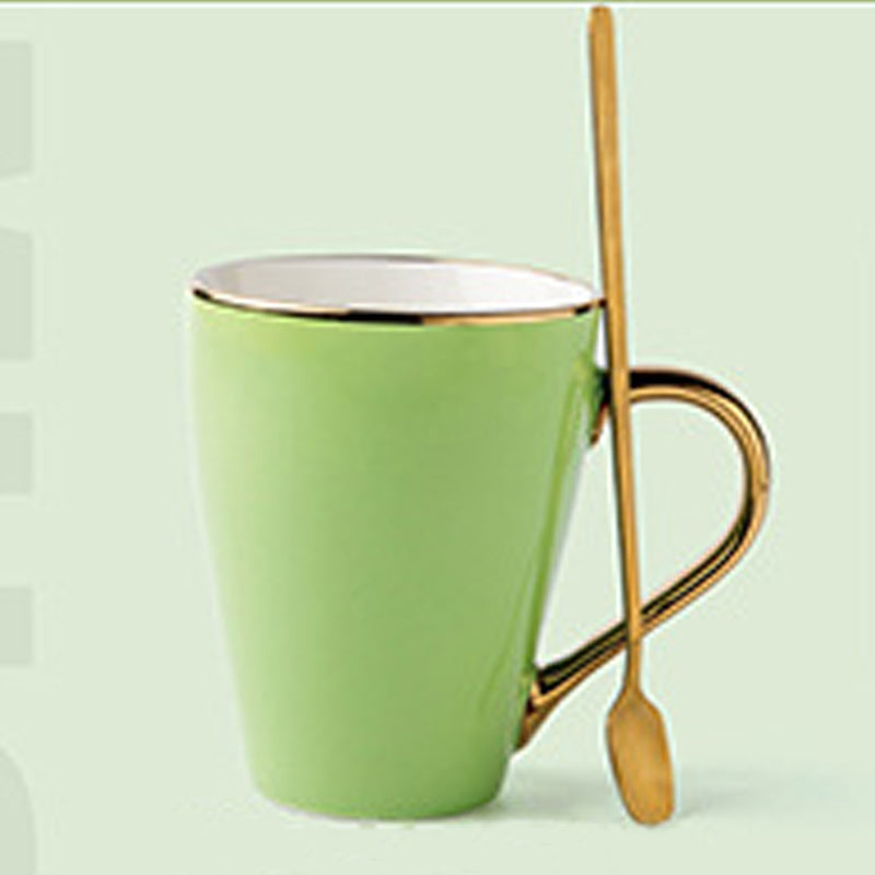 11.8oz Custom Juice Cup/Mug With Golden Handle - Souvenir/Business Advertising-Green-Decorating Firing-100 Pcs-FlagMenu.com