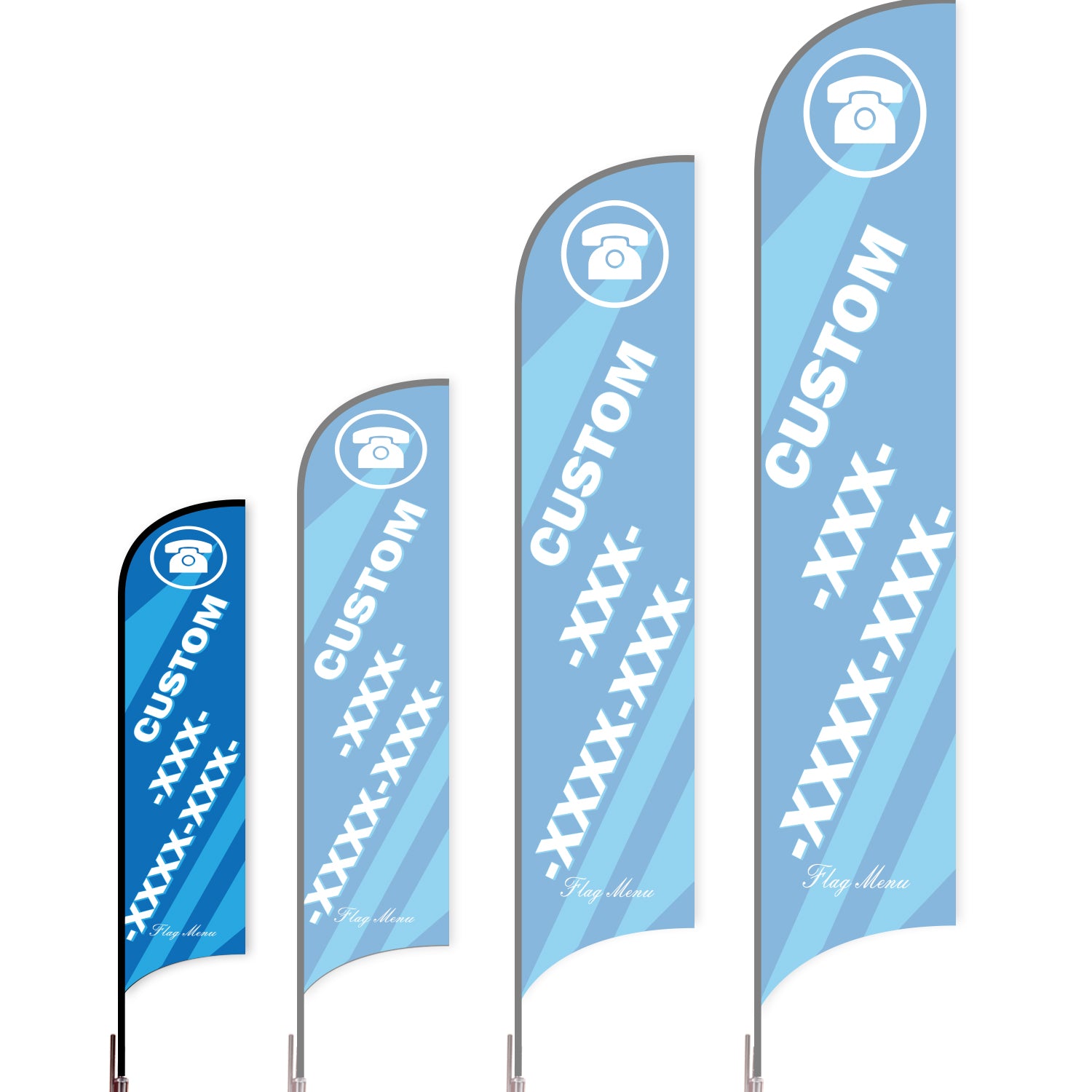 Sharkfin Flag - Doule Sided - Hot Line-S-Blue-Flag Menu