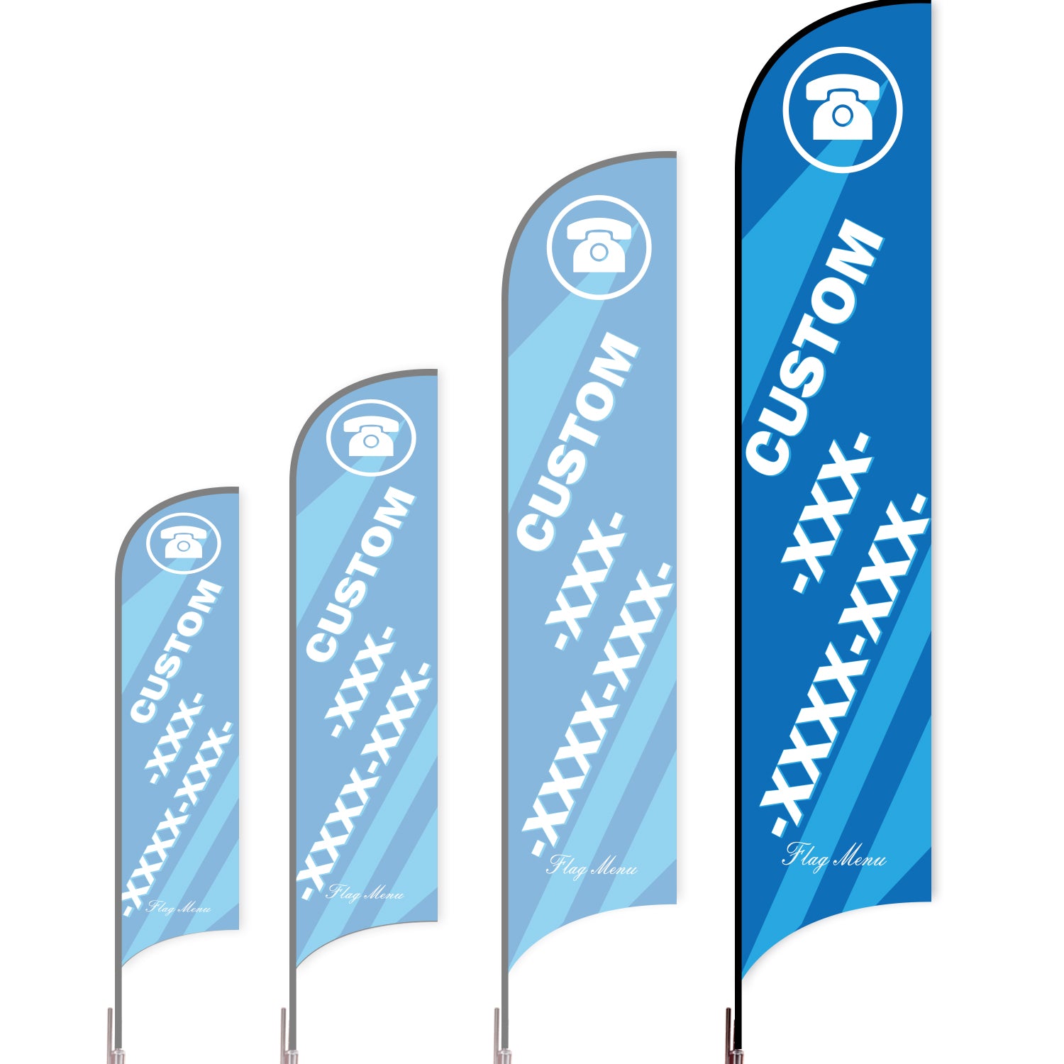 Sharkfin Flag - Doule Sided - Hot Line-XL-Blue-Flag Menu