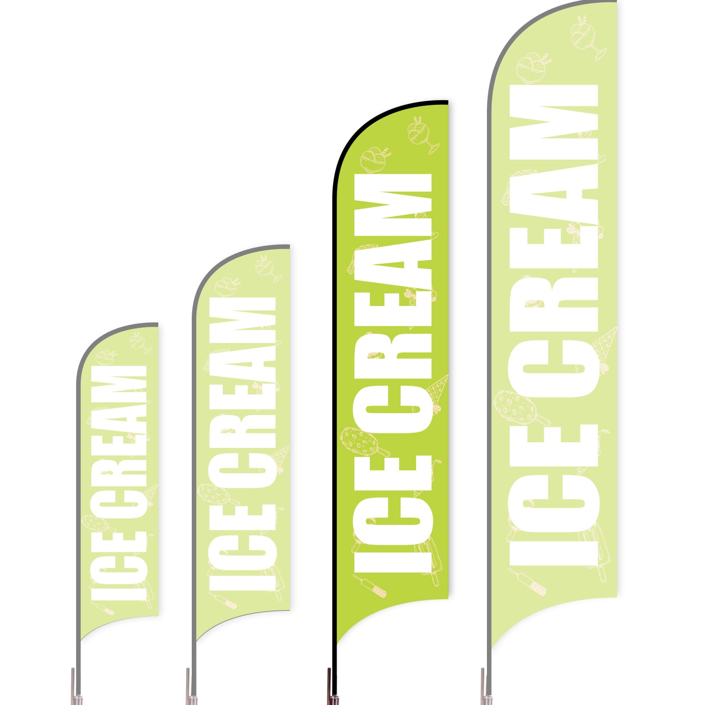 Sharkfin Flag - Doule Sided - Icecream-L(Suggestion)-Green A-Flag Menu