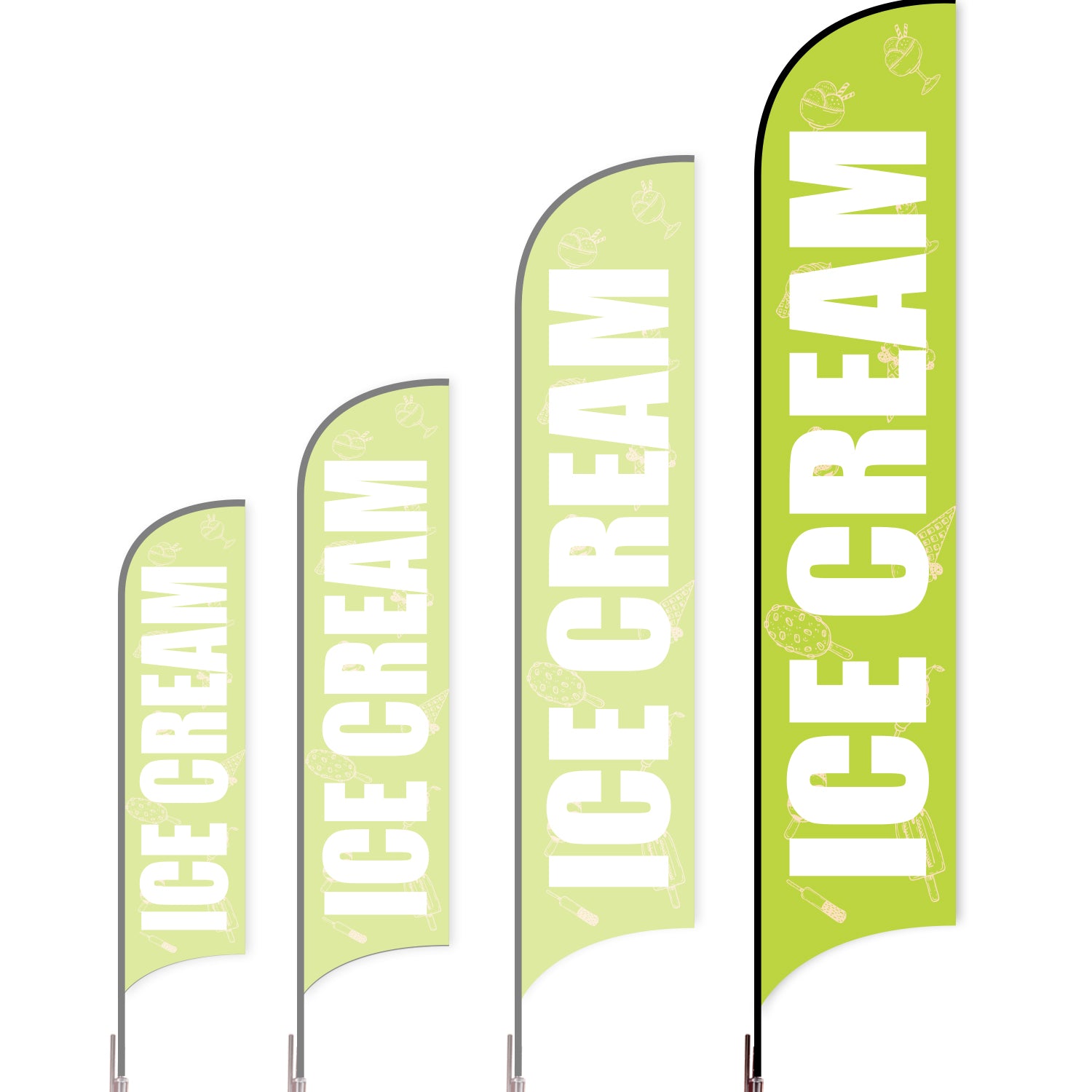 Sharkfin Flag - Doule Sided - Icecream-XL-Green B-Flag Menu