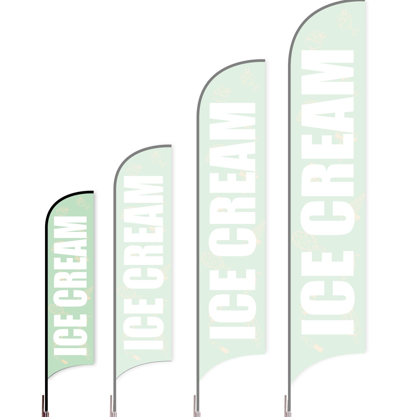 Sharkfin Flag - Doule Sided - Icecream-S-Green B-Flag Menu