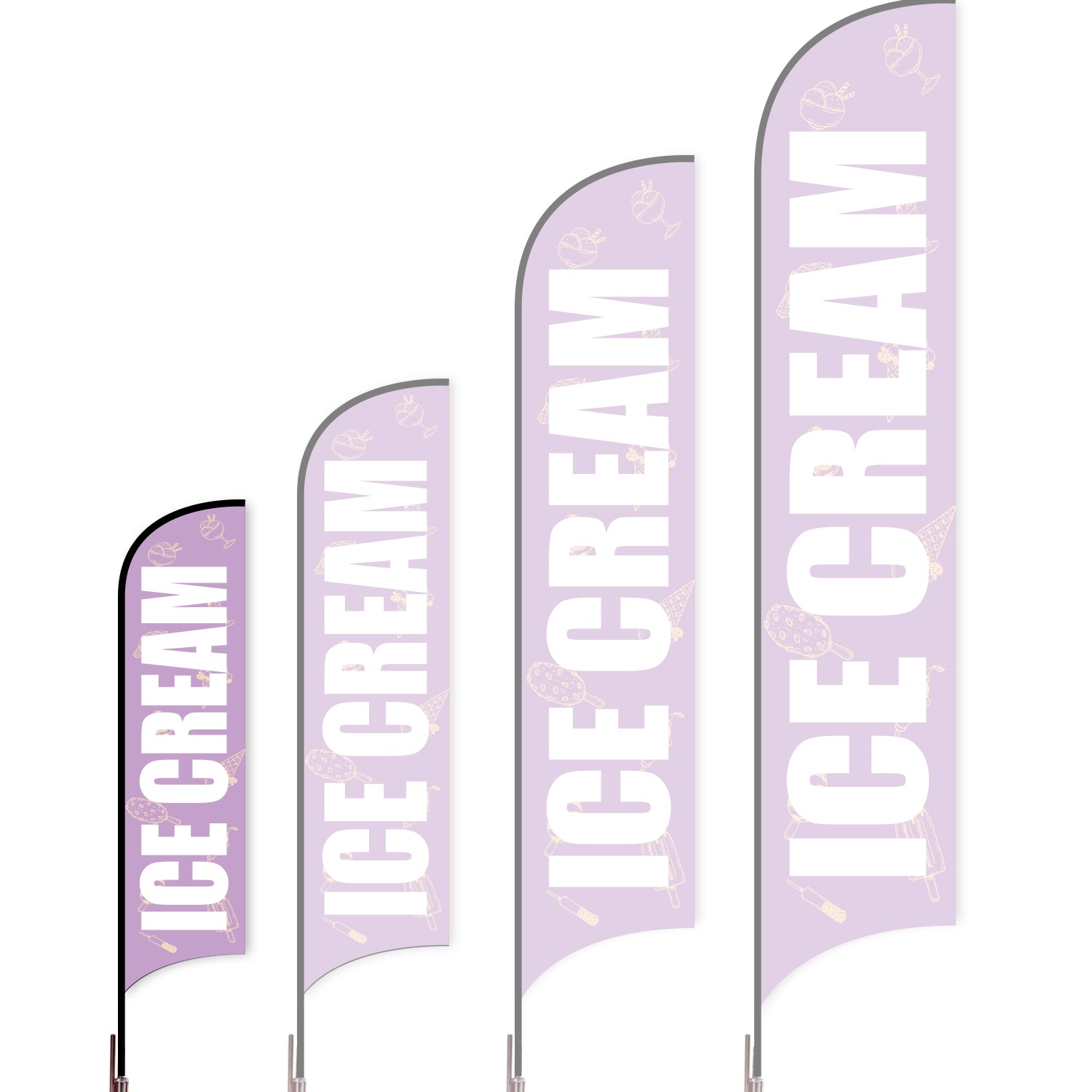 Sharkfin Flag - Doule Sided - Icecream-S-Purple-Flag Menu
