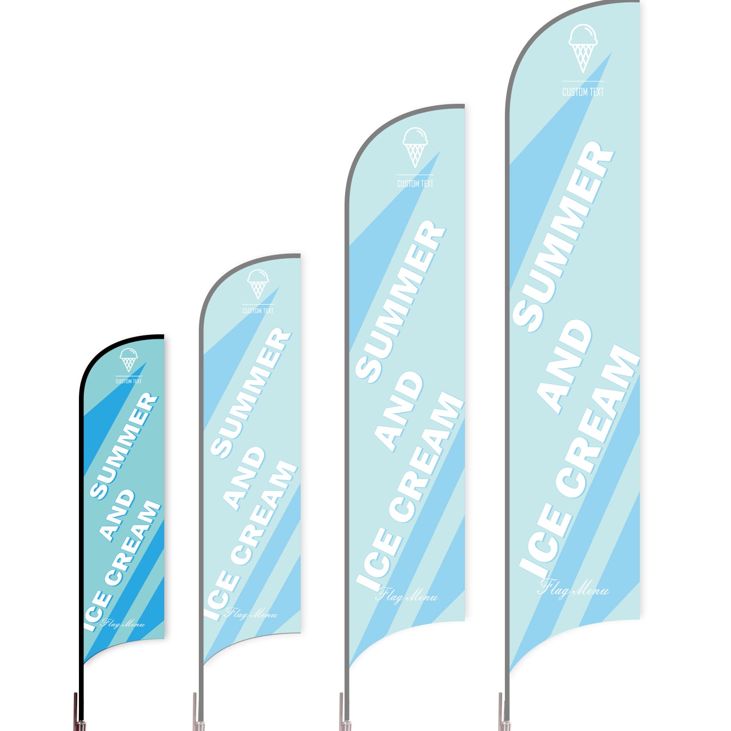 Sharkfin Flag - Doule Sided - Icecream-S-Blue A-Flag Menu