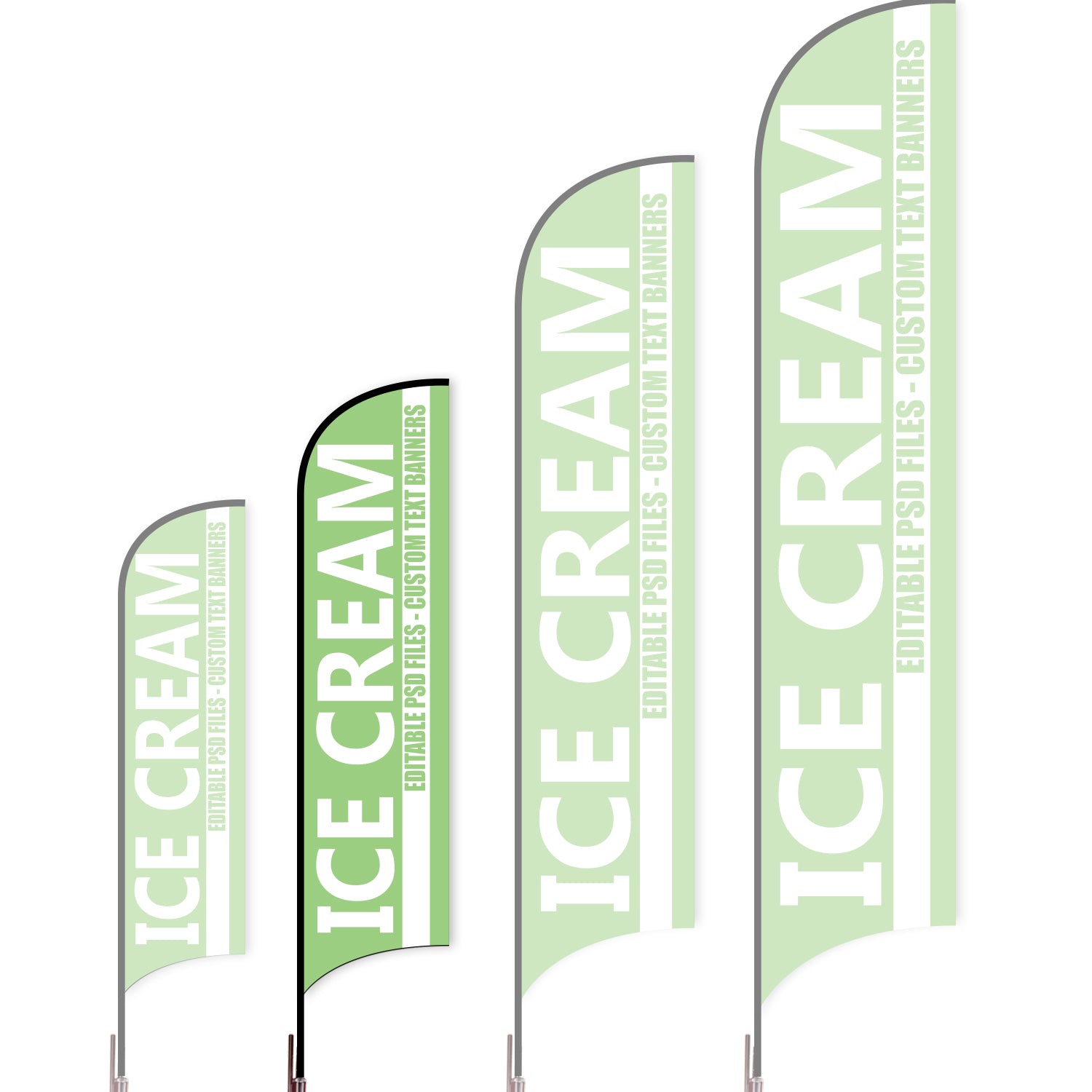 Sharkfin Flag - Doule Sided - Icecream-M-Green A-Flag Menu