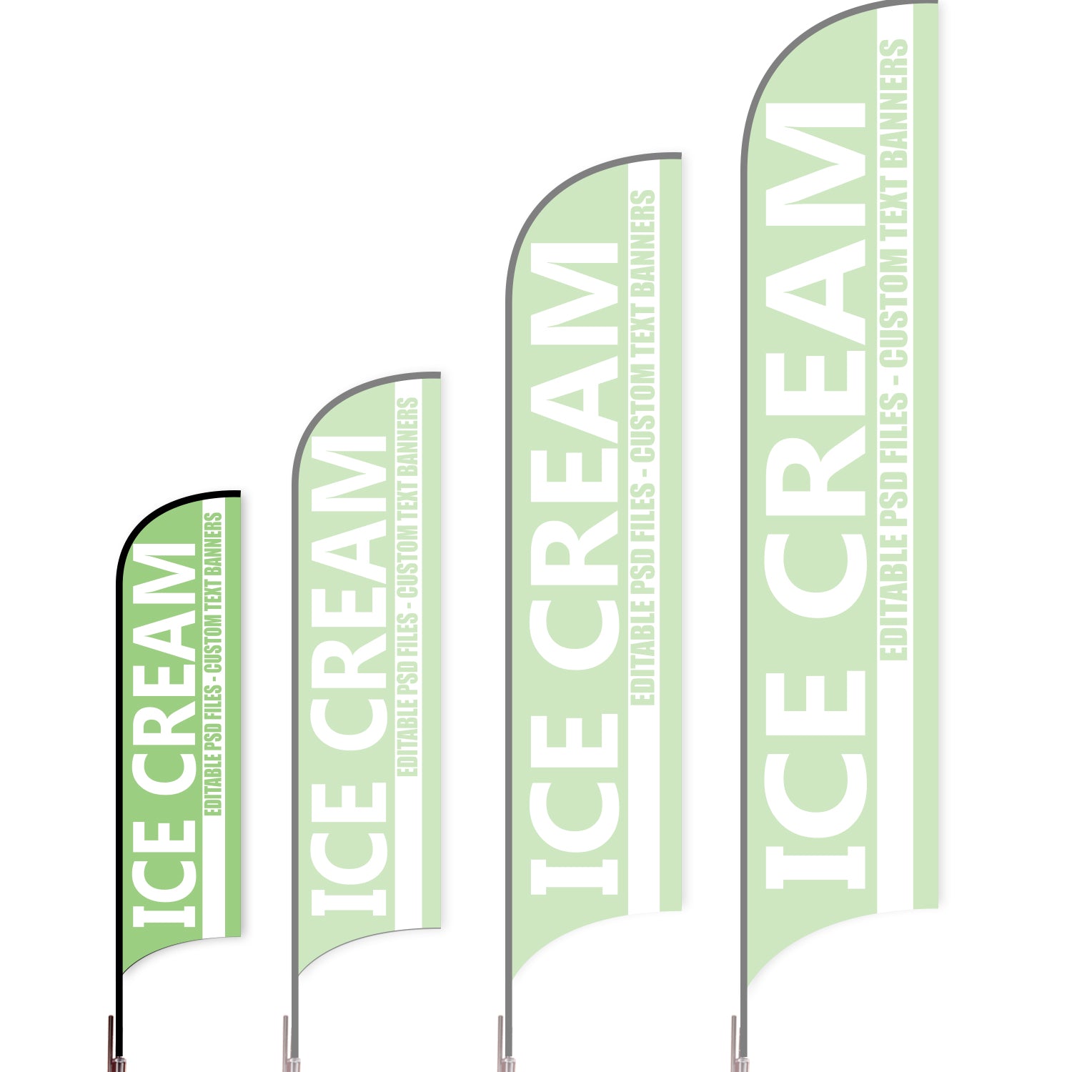 Sharkfin Flag - Doule Sided - Icecream-S-Green A-Flag Menu