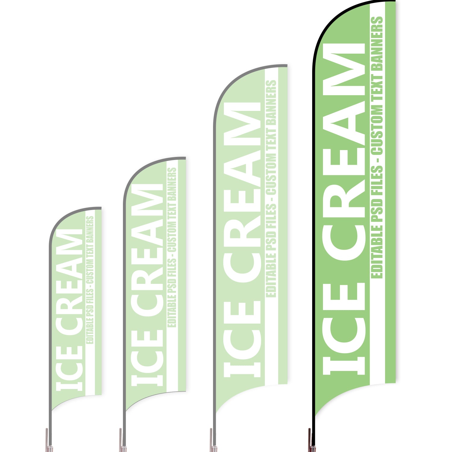 Sharkfin Flag - Doule Sided - Icecream-XL-Green A-Flag Menu