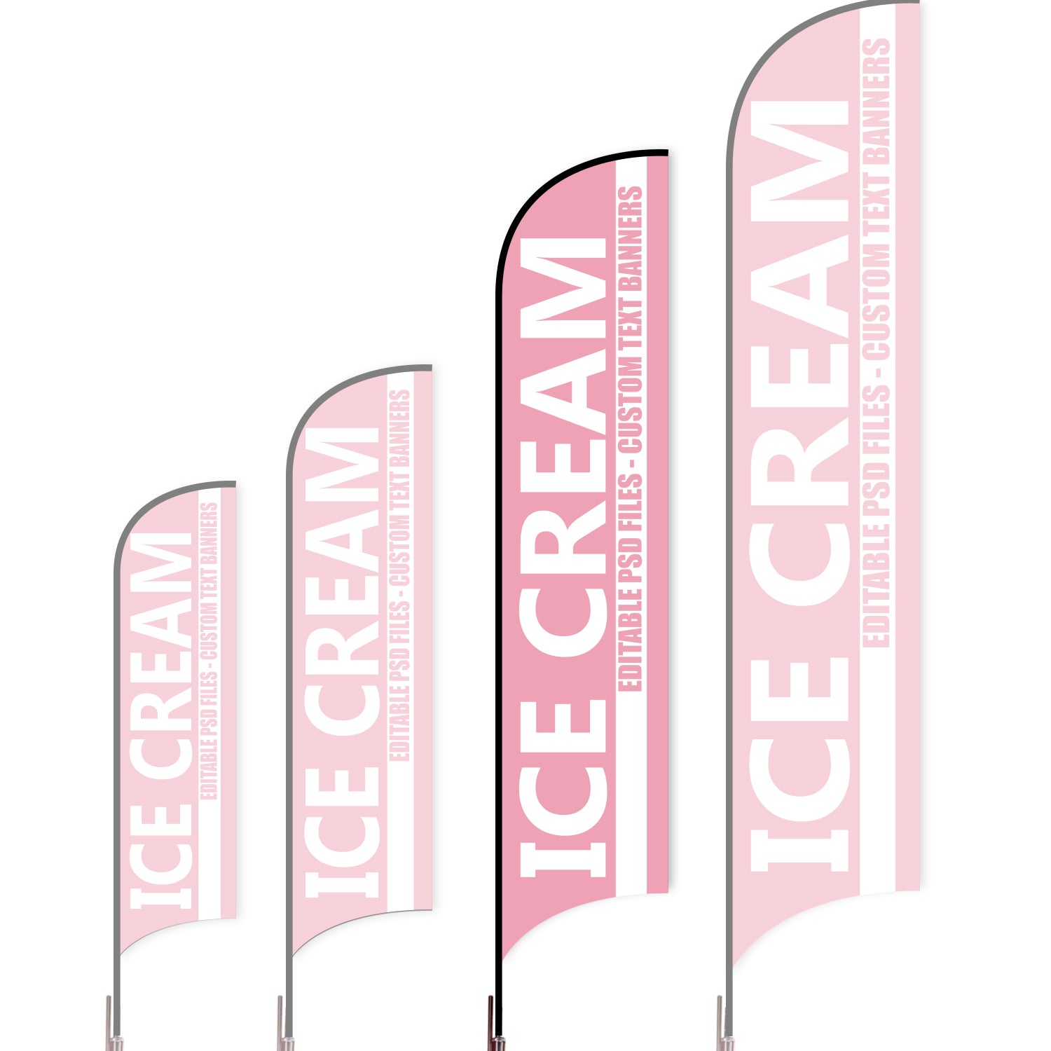 Sharkfin Flag - Doule Sided - Icecream-L(Suggestion)-Pinks-Flag Menu
