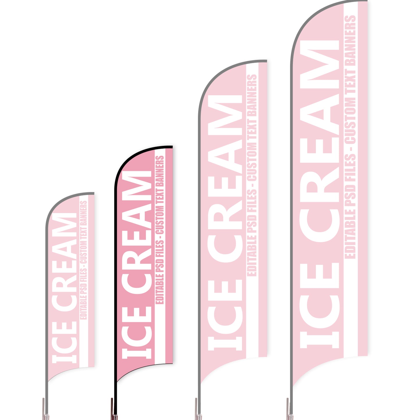 Sharkfin Flag - Doule Sided - Icecream-M-Pinks-Flag Menu