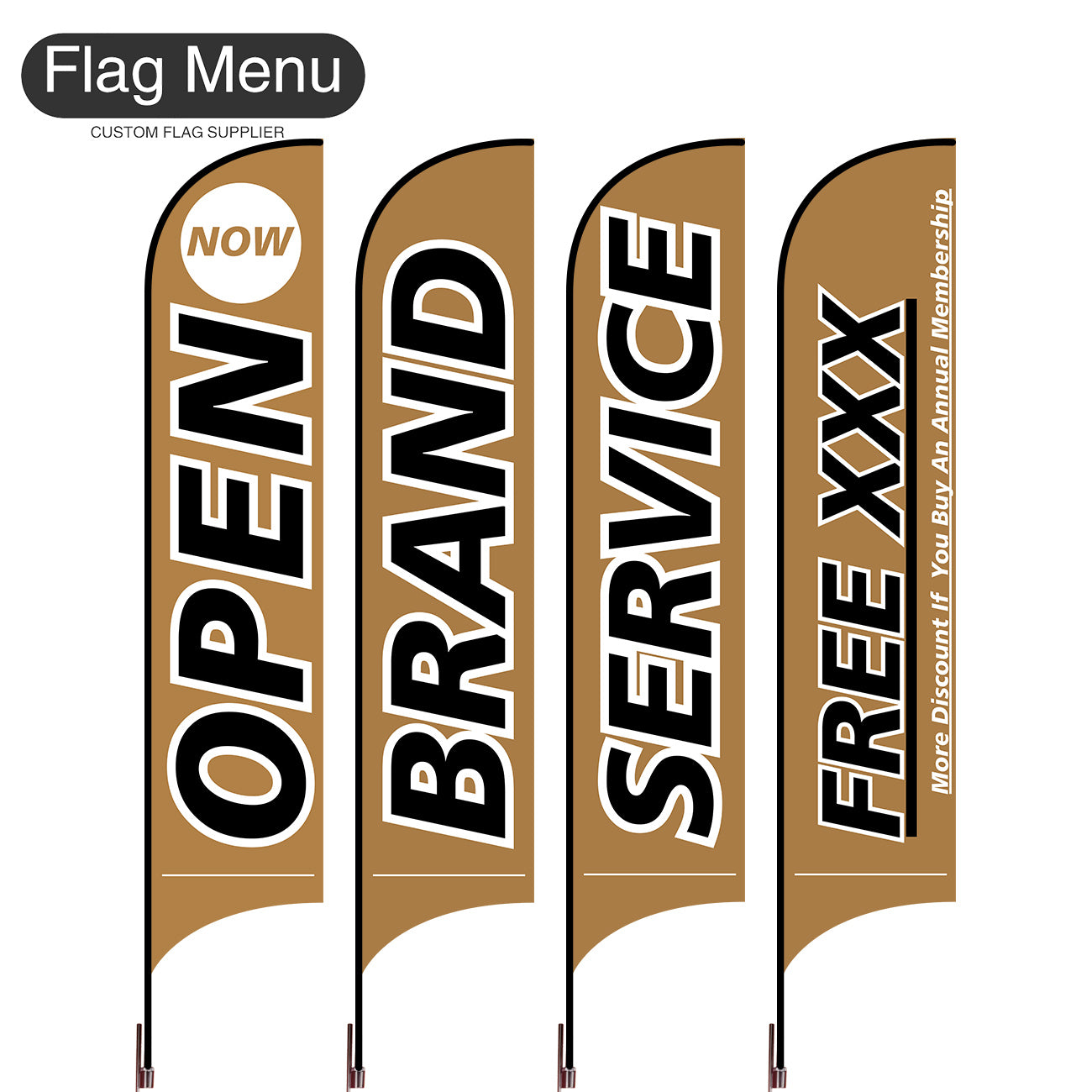 Outdoor Advertising Set - A-Brown-S-Cross & Water Bag-Flag Menu