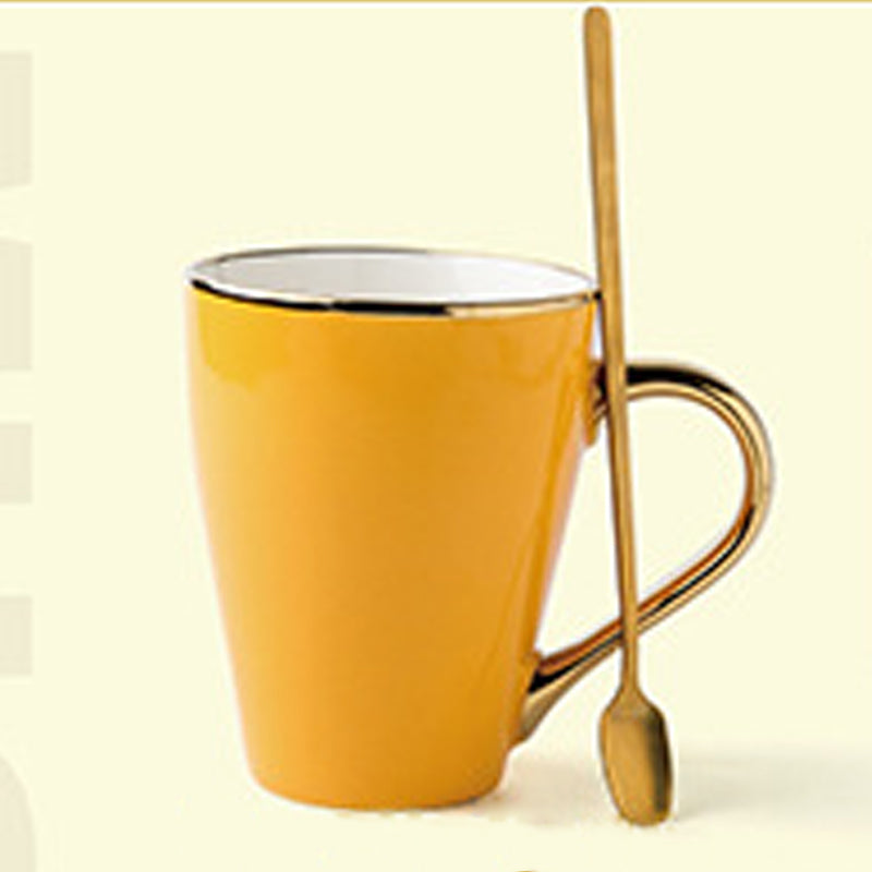 11.8oz Custom Juice Cup/Mug With Golden Handle - Souvenir/Business Advertising-Lemon-Decorating Firing-100 Pcs-FlagMenu.com