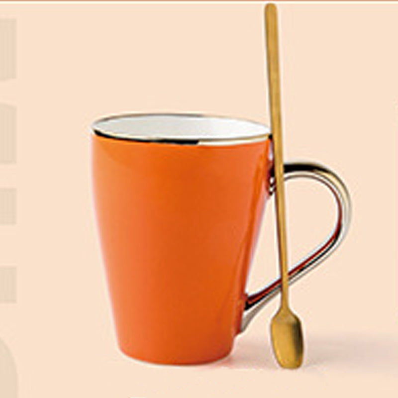 11.8oz Custom Juice Cup/Mug With Golden Handle - Souvenir/Business Advertising-Orange-Decorating Firing-100 Pcs-FlagMenu.com