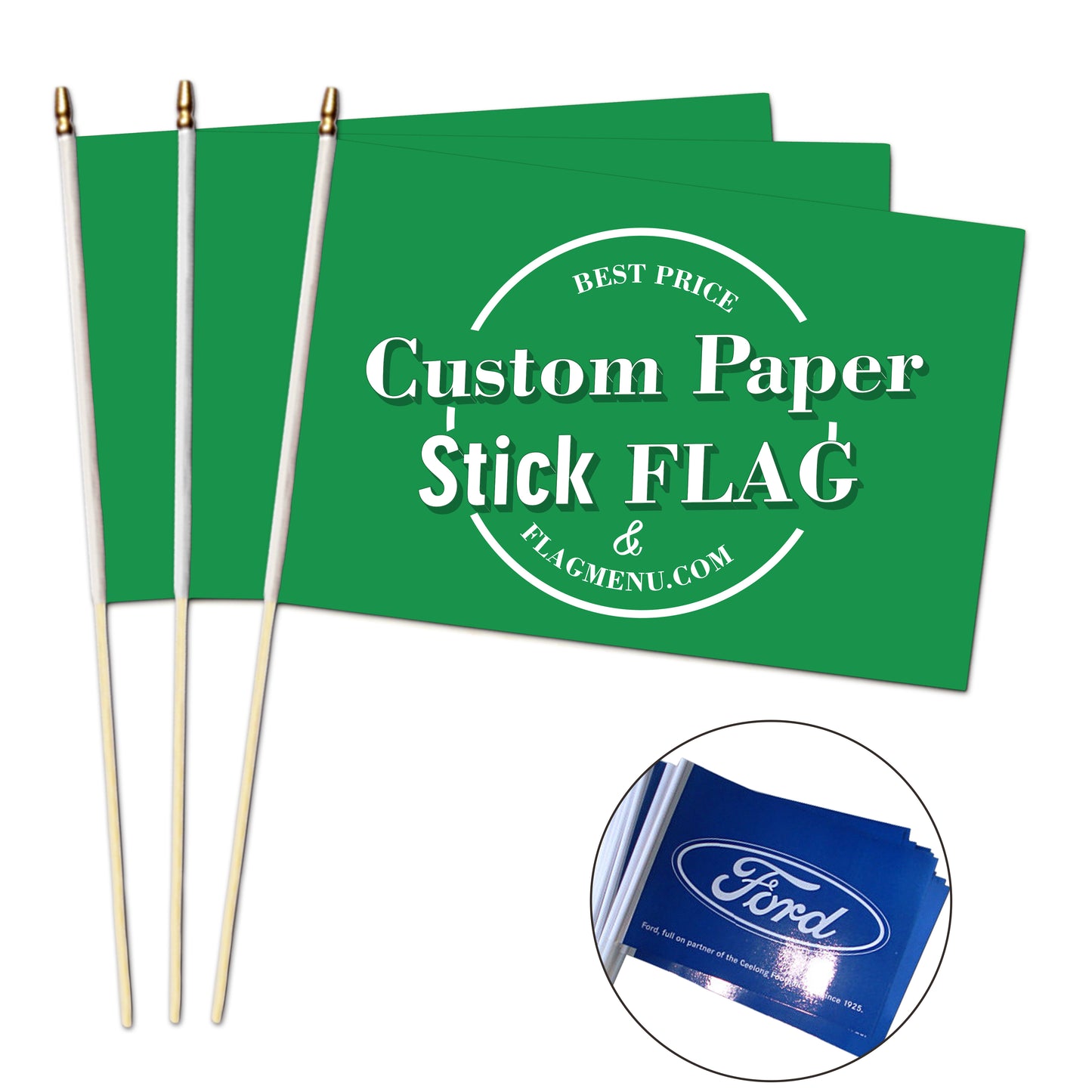 8"x11" Art Paper Stick Flag - 1000 pcs- Custom Stick Flag Maker - Cheap