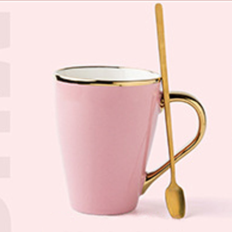 11.8oz Custom Juice Cup/Mug With Golden Handle - Souvenir/Business Advertising-Pink-Decorating Firing-100 Pcs-FlagMenu.com