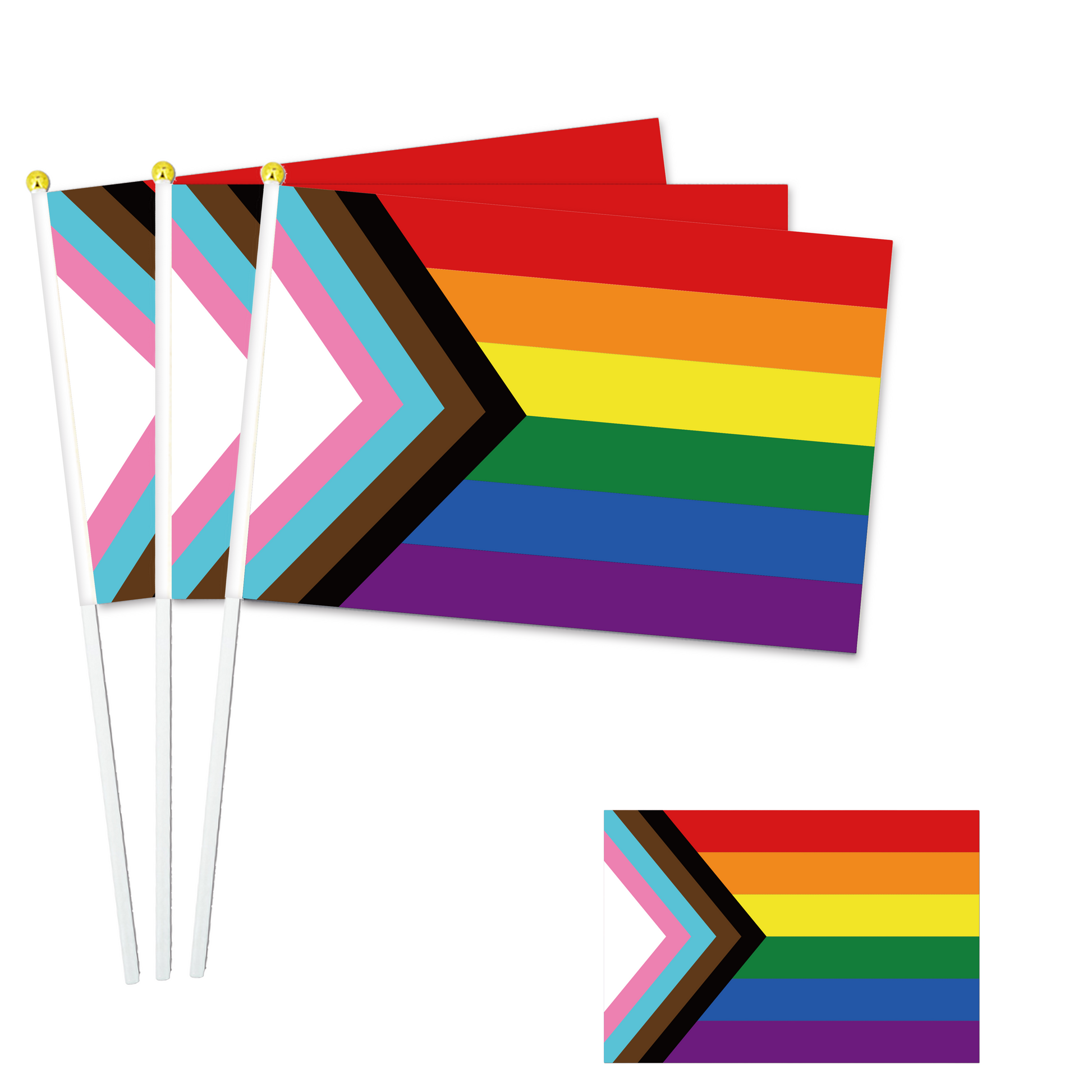 LGBTQ+ Collection - 8"x11" Stick Flag - 10 Packs-Progress Pride-Flag Menu-Custom flag&banner