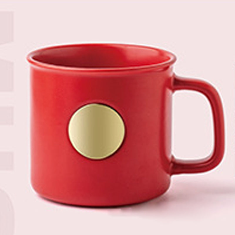14.2oz Custom Badge Cup/Mug - Souvenir/Business Advertising-Red-Decorating Firing-100 Pcs-FlagMenu.com