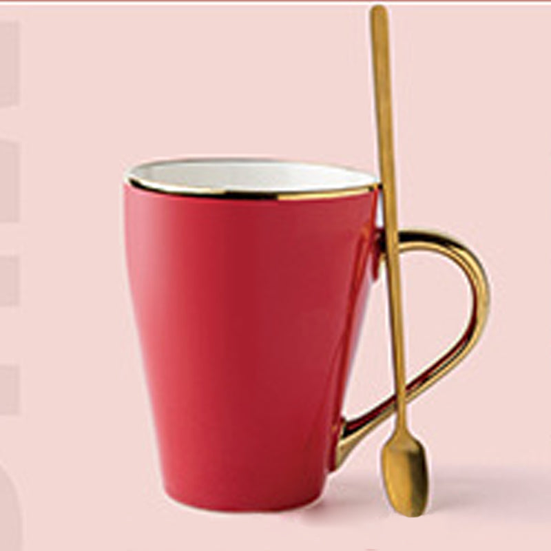 11.8oz Custom Juice Cup/Mug With Golden Handle - Souvenir/Business Advertising-Red-Decorating Firing-100 Pcs-FlagMenu.com