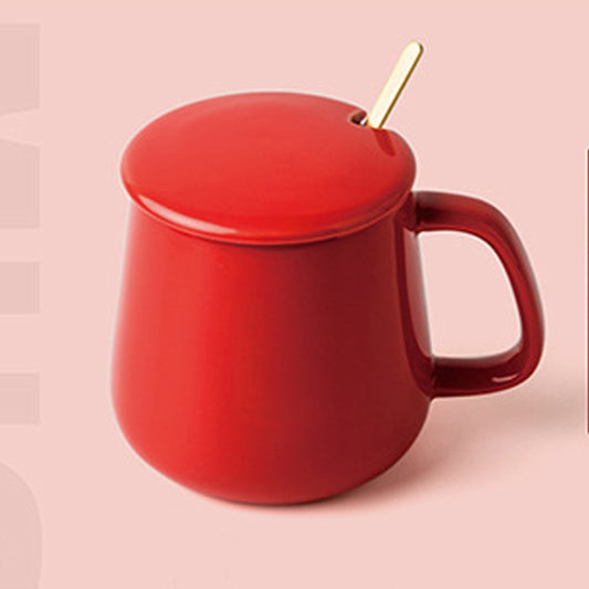 13.5oz Custom Fat Cup/Mug with lid - Souvenir/Business Advertising-Red-Decorating Firing-100 Pcs-FlagMenu.com