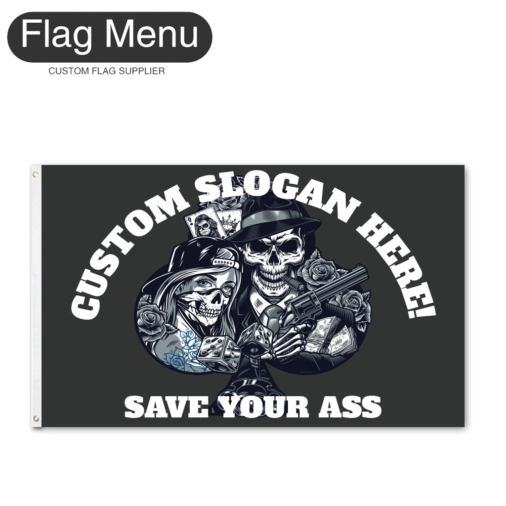Regular Flag Of Skull - Spade-2'x3'-2 Grommets-Flag Menu