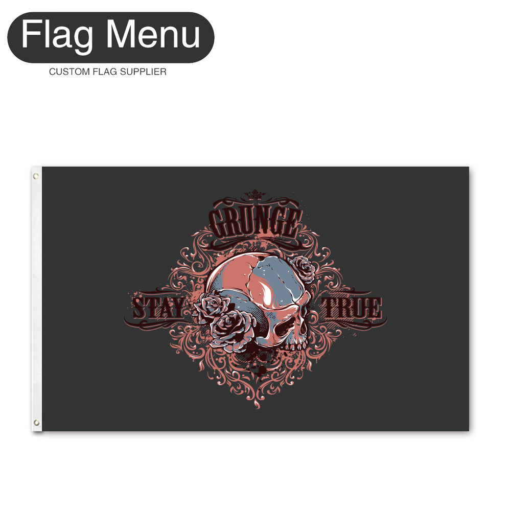 Regular Flag Of Skull - Grunge-2'x3'-2 Grommets-Flag Menu