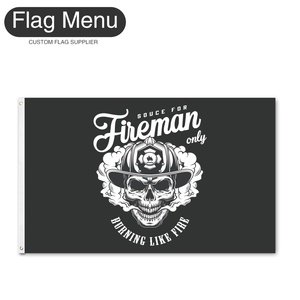 Regular Flag Of Skull - Fireman Only-2'x3'-2 Grommets-Flag Menu