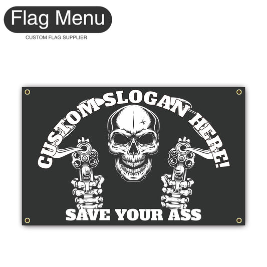 Canvas Wall Flag Of Skull - GUN-2'x3'-4 Grommets-Flag Menu