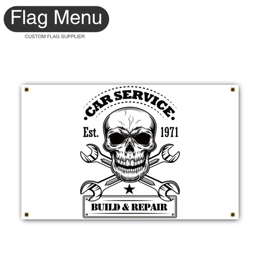 Canvas Wall Flag Of Skull - Car Service-2'x3'-4 Grommets-Flag Menu