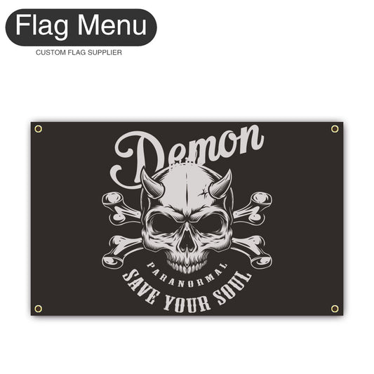 Canvas Wall Flag Of Skull - Demon-2'x3'-4 Grommets-Flag Menu