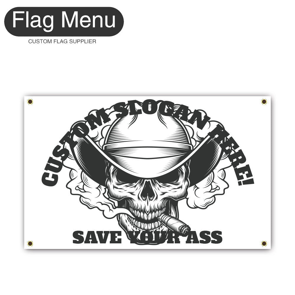 Canvas Wall Flag Of Skull - Cowboy-2'x3'-4 Grommets-Flag Menu