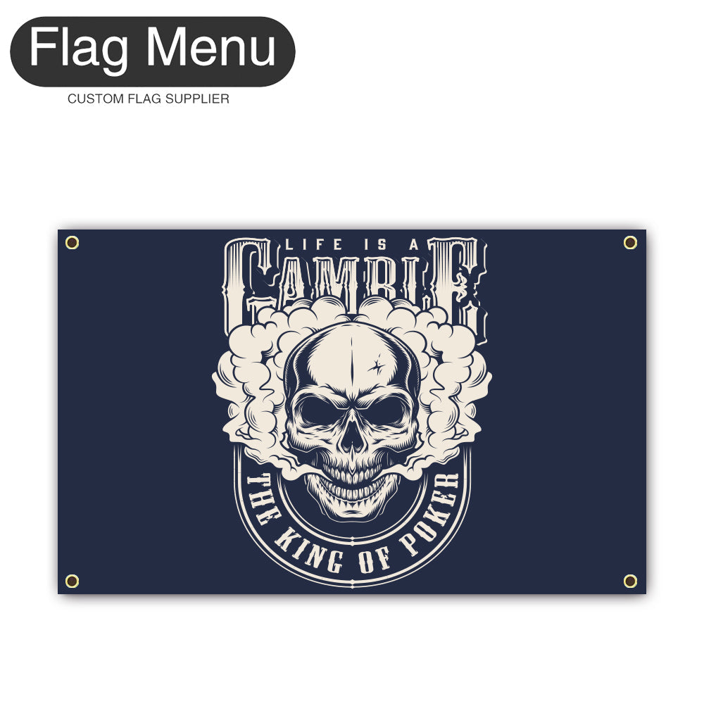 Canvas Wall Flag Of Skull - The King Of Poker-2'x3'-4 Grommets-Flag Menu