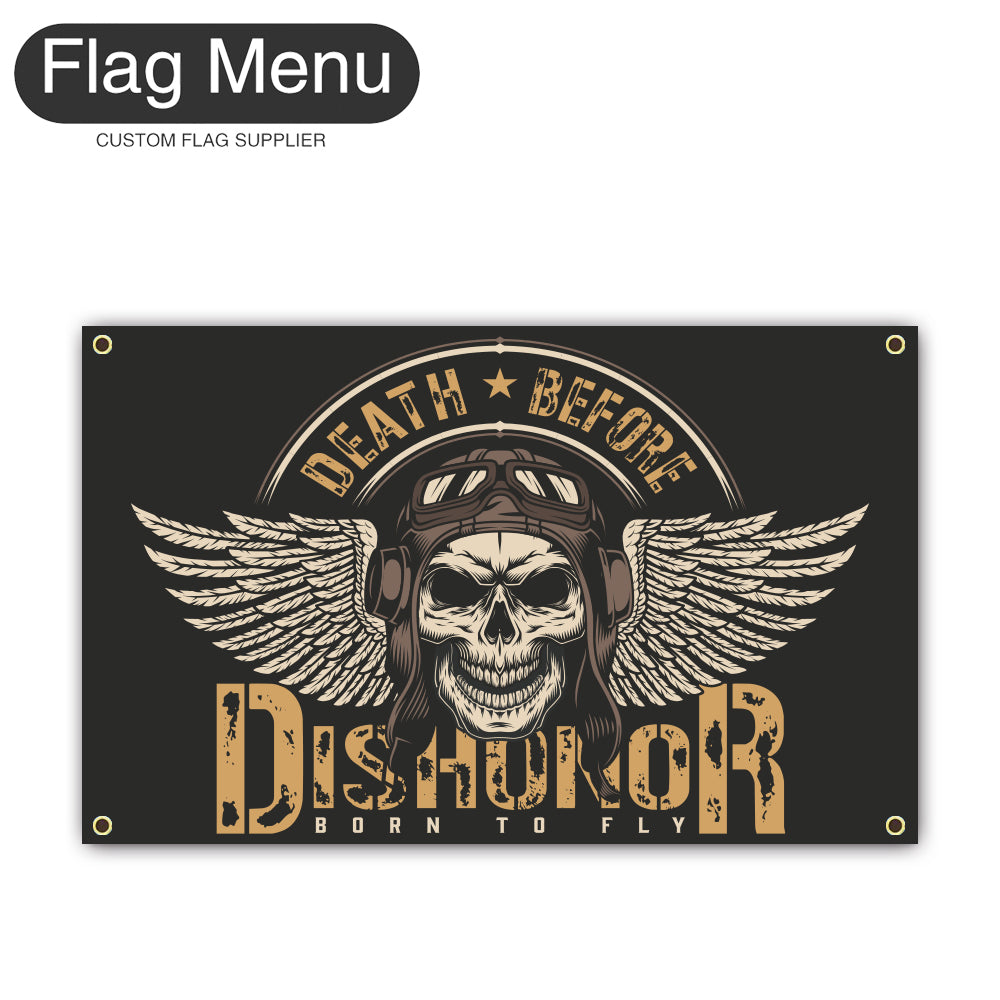 Regular Flag Of Skull - Born To Fly-2'x3'-4 Grommets-Flag Menu