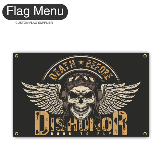 Regular Flag Of Skull - Born To Fly-2'x3'-4 Grommets-Flag Menu