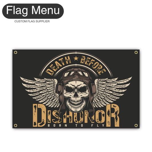 Canvas Wall Flag Of Skull - Born To Fly-2'x3'-4 Grommets-Flag Menu
