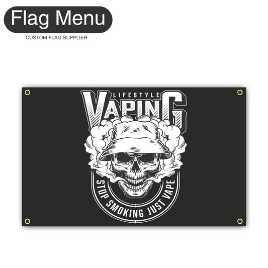 Canvas Wall Flag Of Skull - Stop Smoking Just Vape-2'x3'-4 Grommets-Flag Menu