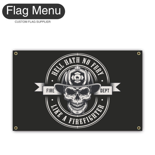 Canvas Wall Flag Of Skull - Fire Dept-2'x3'-4 Grommets-Flag Menu