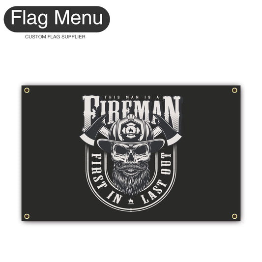 Canvas Wall Flag Of Skull - First In Last Out-2'x3'-4 Grommets-Flag Menu