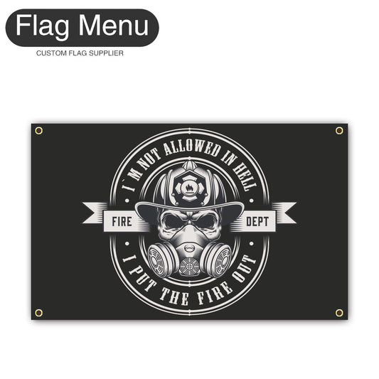 Canvas Wall Flag Of Skull - I Put The Fire Out-2'x3'-4 Grommets-Flag Menu